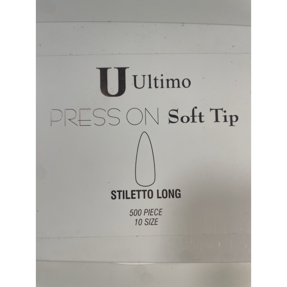 Ultimo Press On‎ Soft Tip Stiletto Long False Nails 500 Piece 10 Size